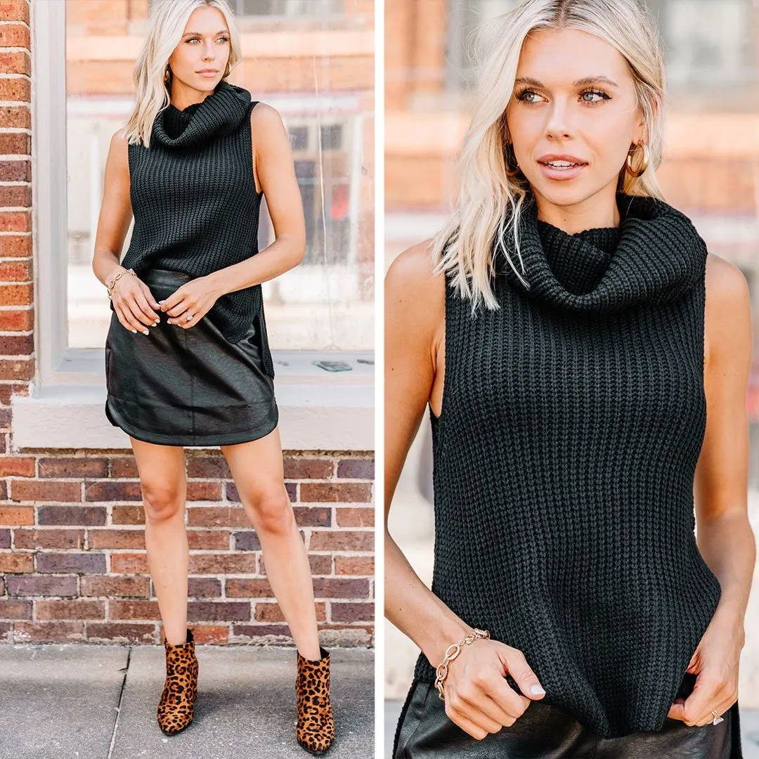 Against The Crowd Black Cowl Neck Sweater