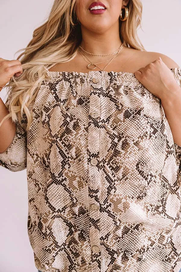 All Eyes On You Snake Print Shift Top  Curves