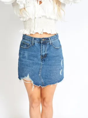 Amalia Ripped Denim Mini Skort