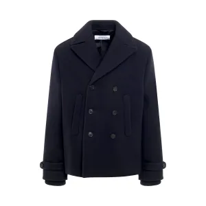 Arrow Embroidered Double Wool Peacoat