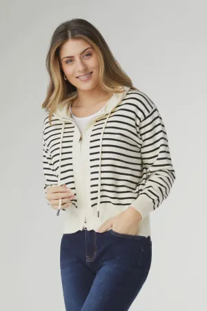 Audree Zip Up Hooded Sweater | Cream