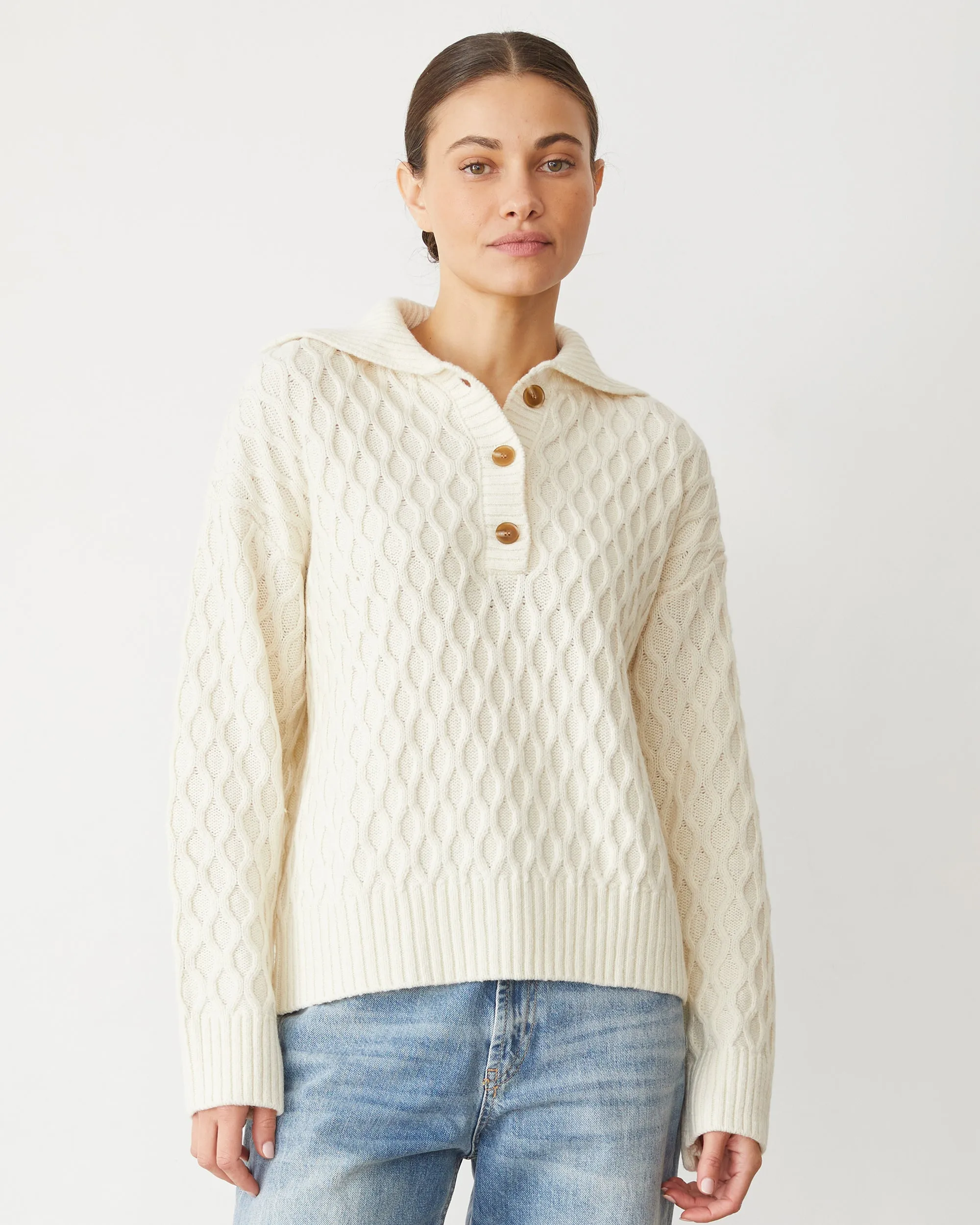 Cable Knit Polo Sweater