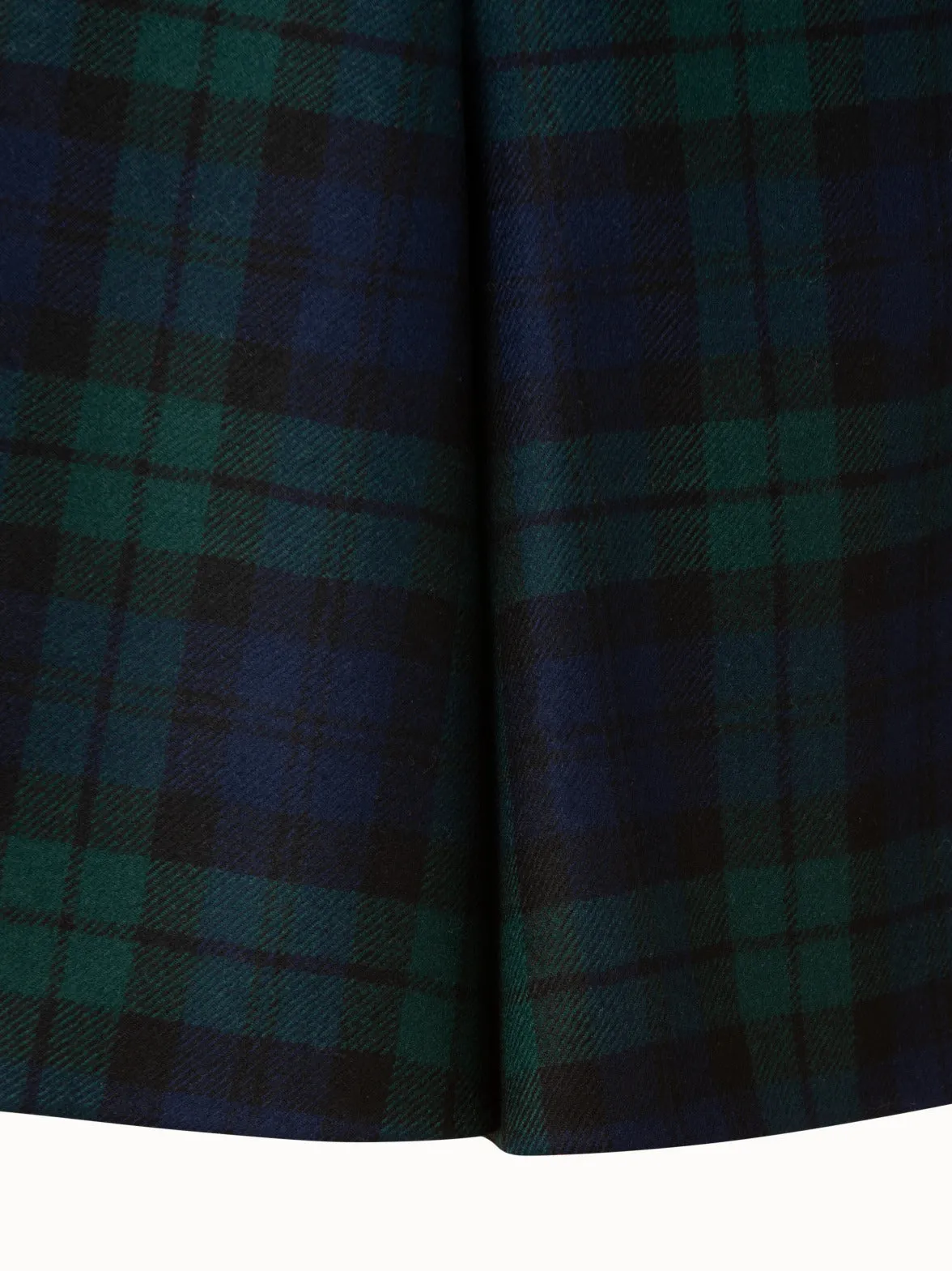 Checked Wool Flared Godet Skirt