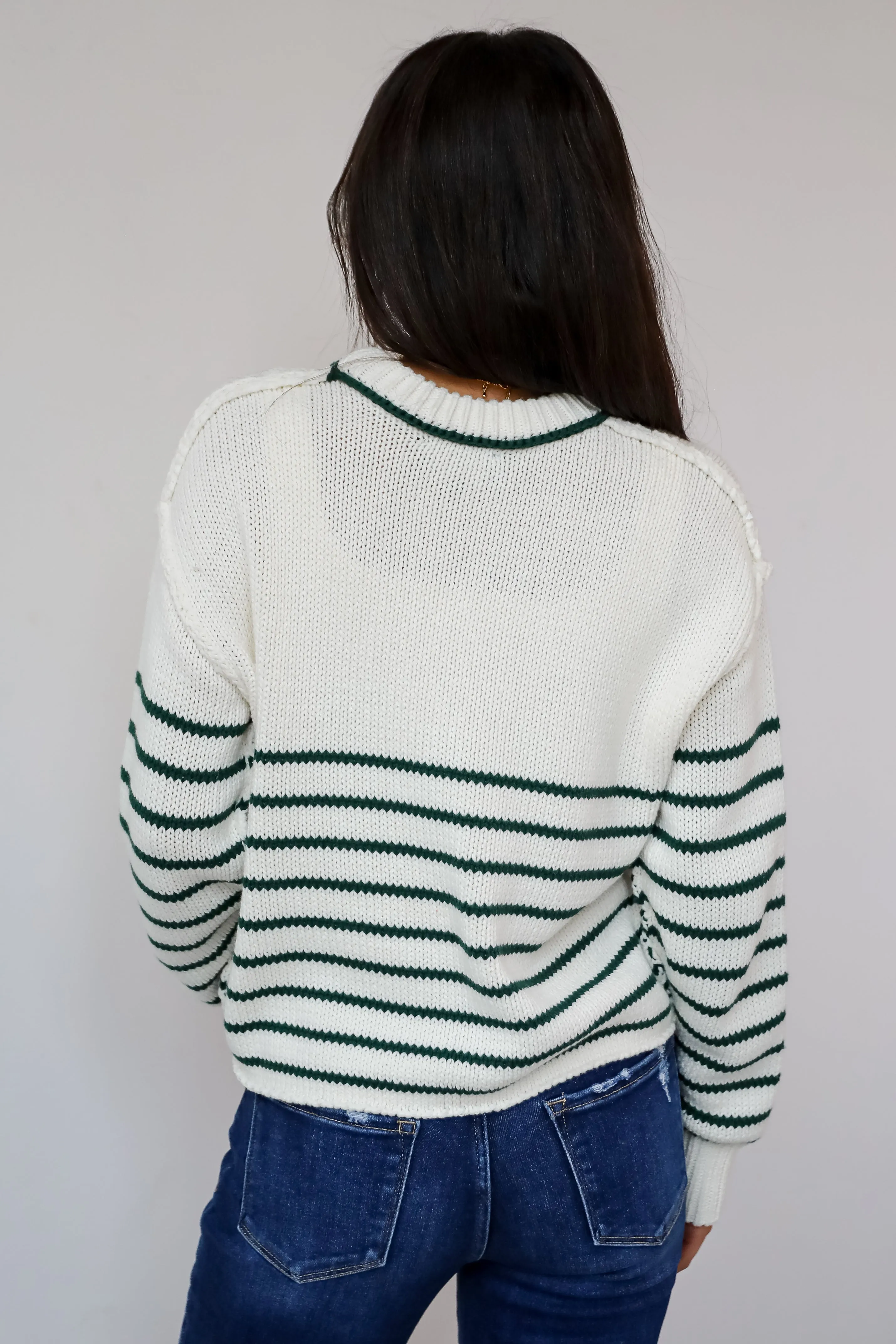 Chic Outcome Green Striped Sweater