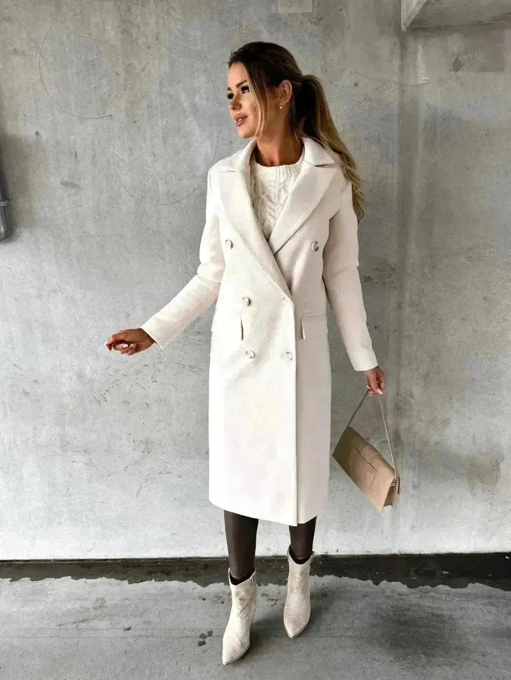 Classy Fashion Long Winter Coat Workwear for ladies Long Blazer overcoat