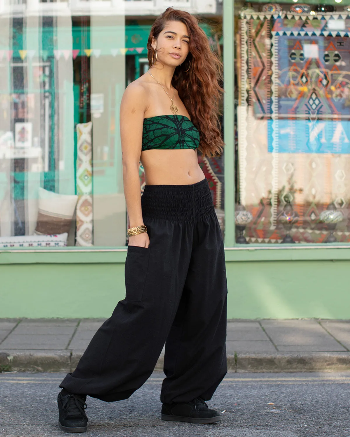 Cotton Harem Pants Black Unisex