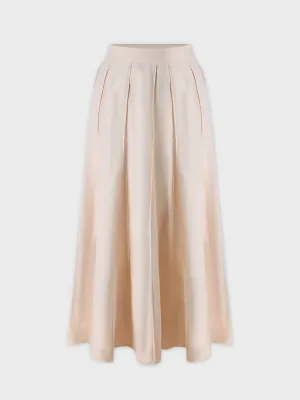 Cotton Pleated Skirt-Cream