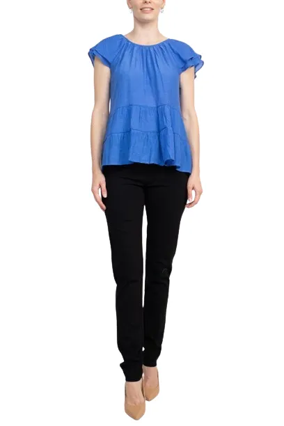 Counterparts Scoop Neck Cap Sleeve Ruched Rayon Top