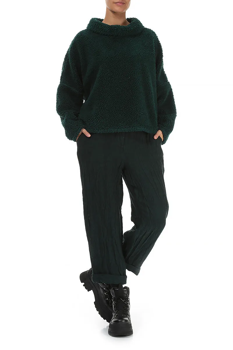 Cowl Neck Emerald Teddy Cotton Jumper