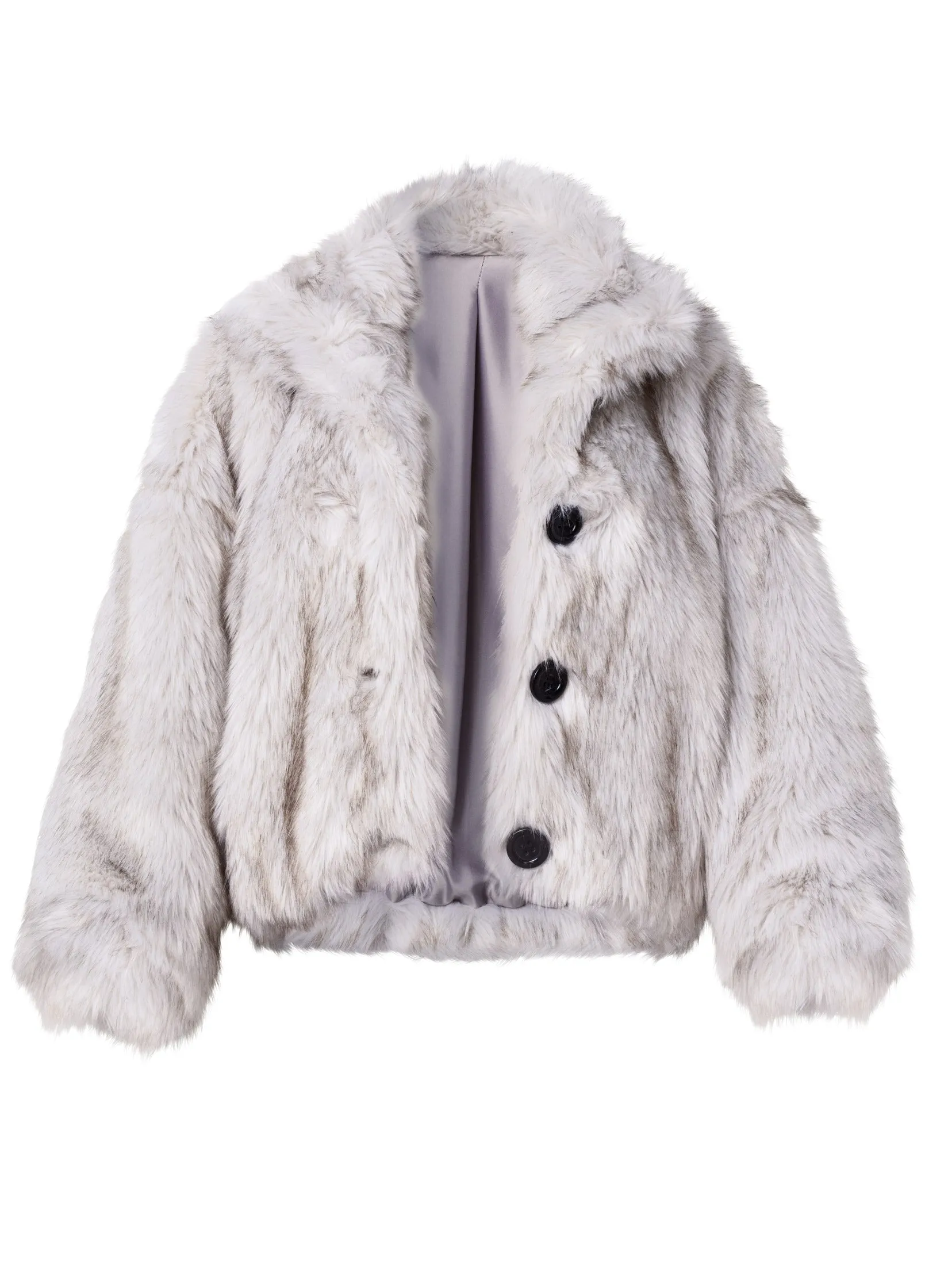 Faux-Fur Button Coat - White