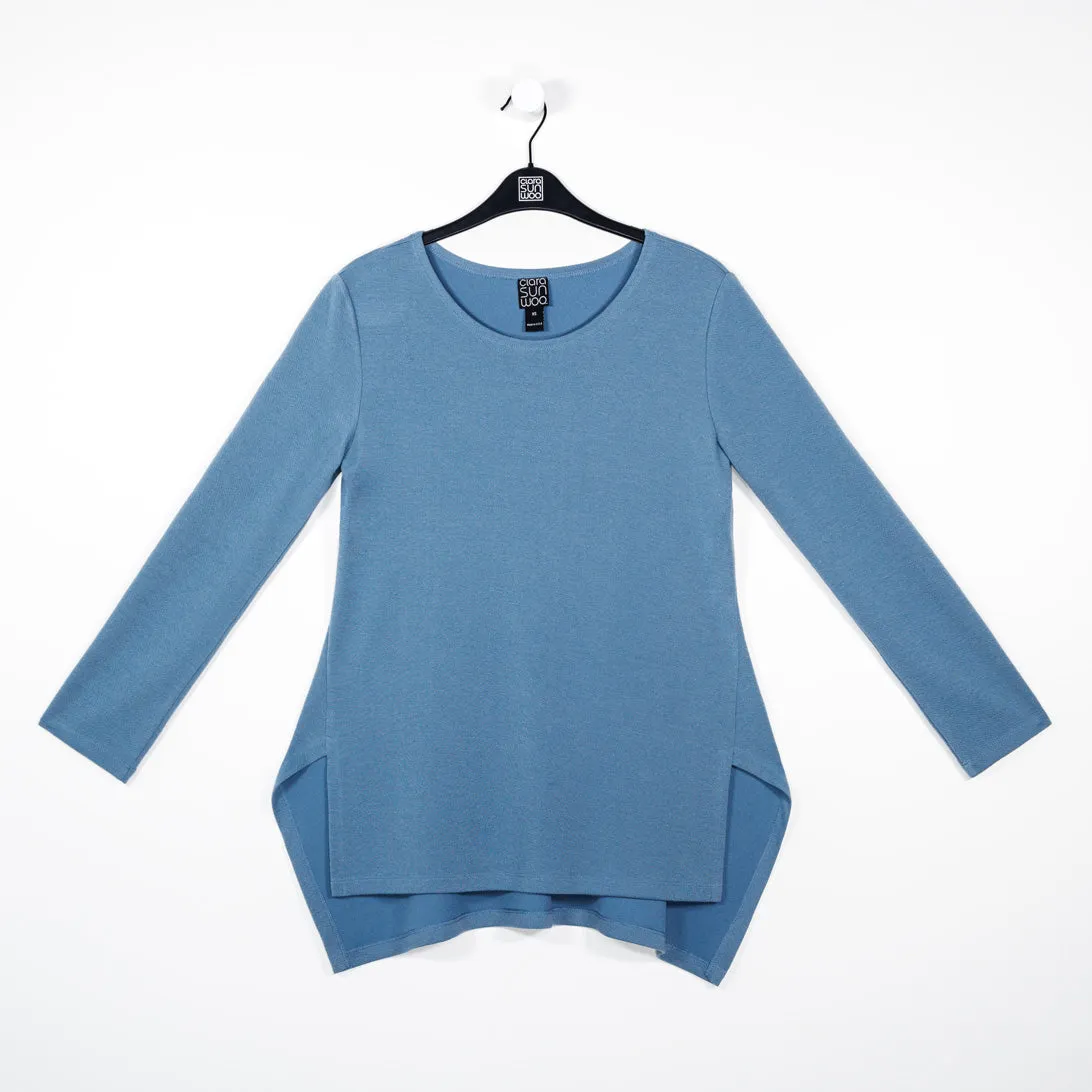 French Terry-Like Knit - Parachute Hem Sweater Tunic - Powder Blue - Final Sale!