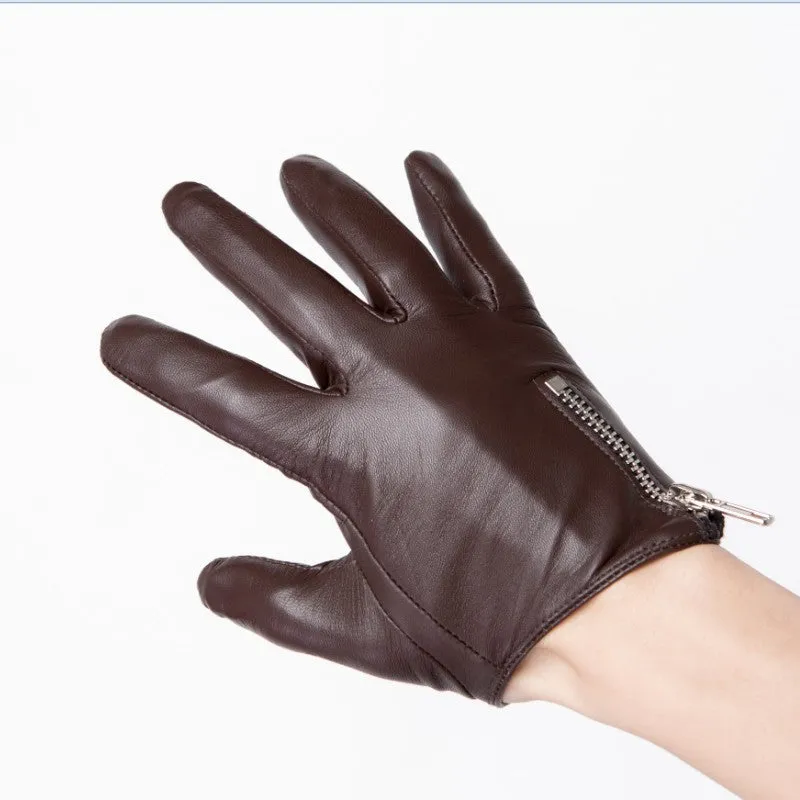 HighShine Men's Fashion Leather Gloves Tight with Zip