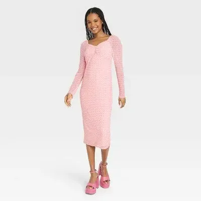 House of Aama Women's A-Line Midi Dress Long Sleeve