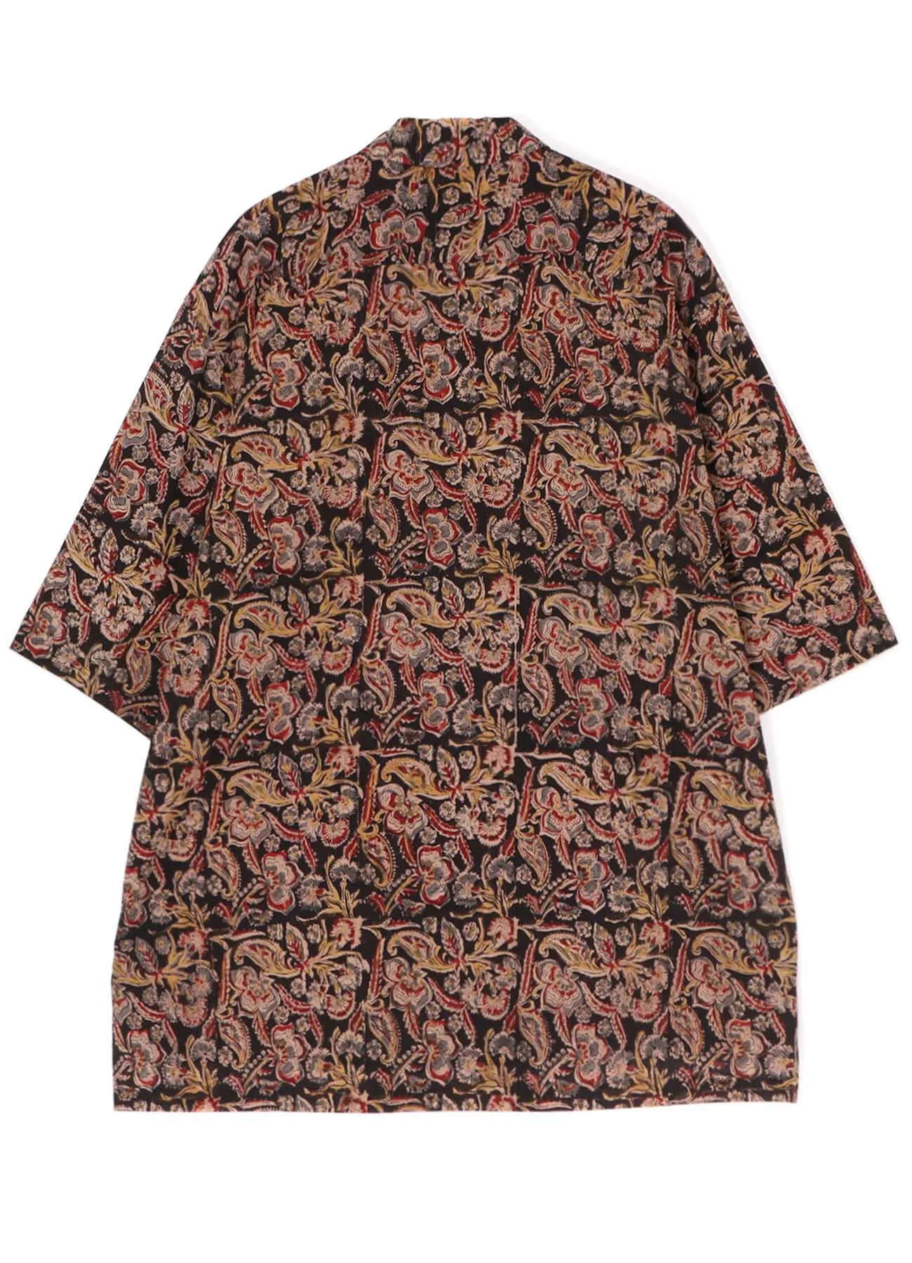 INDIAN BLOCK PRINTED PAISLEY HALF-SLEEVE BIG SHIRT WITH FLAP POCKETS