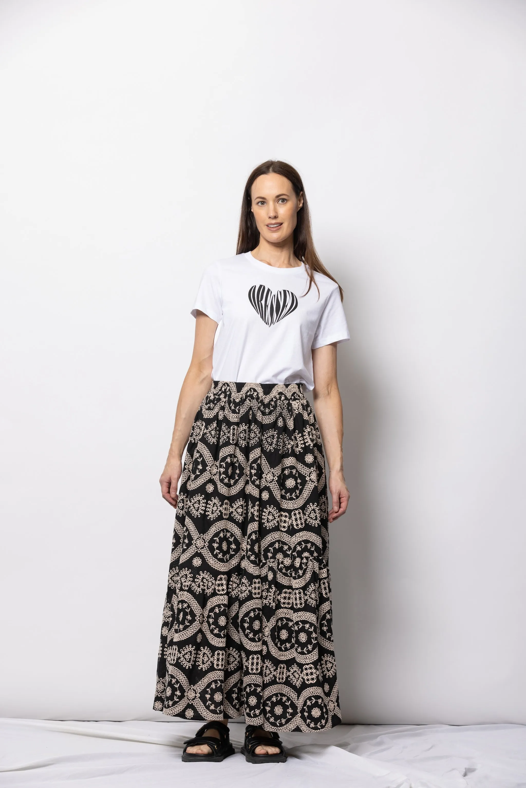 Ivy Maxi Skirt -Black/Cream