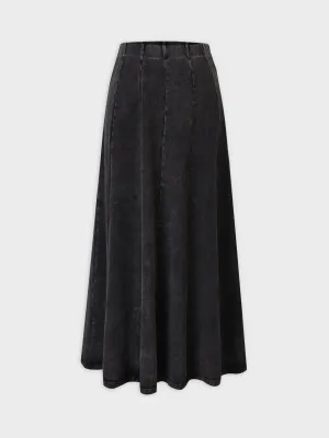 Jersey Paneled Skirt 37"-Black