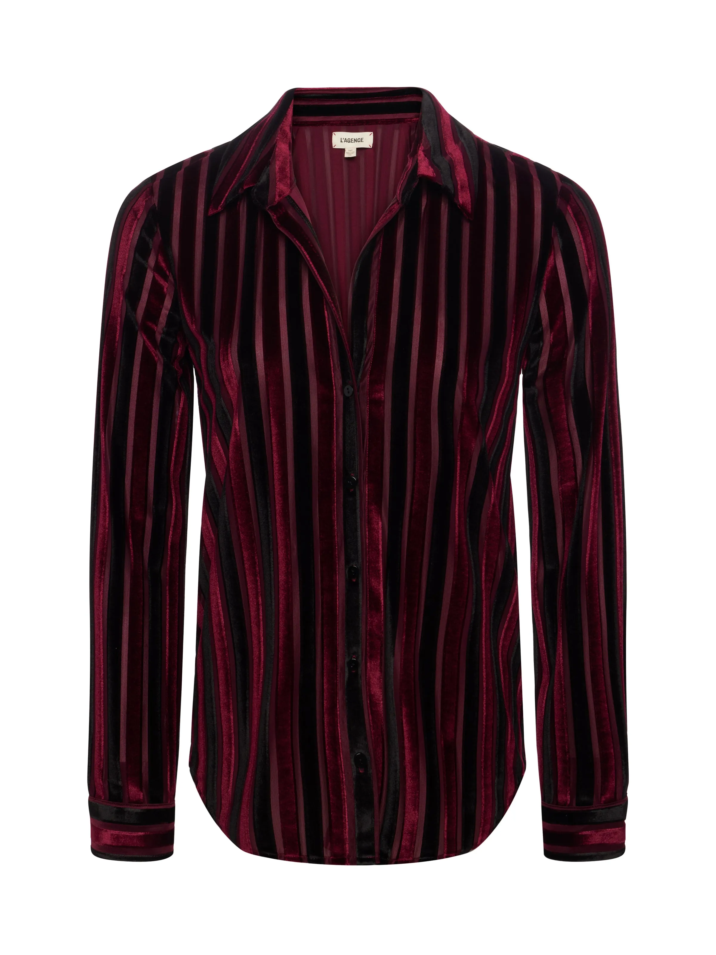 Laurent Striped Velvet Blouse