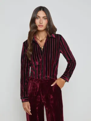 Laurent Striped Velvet Blouse