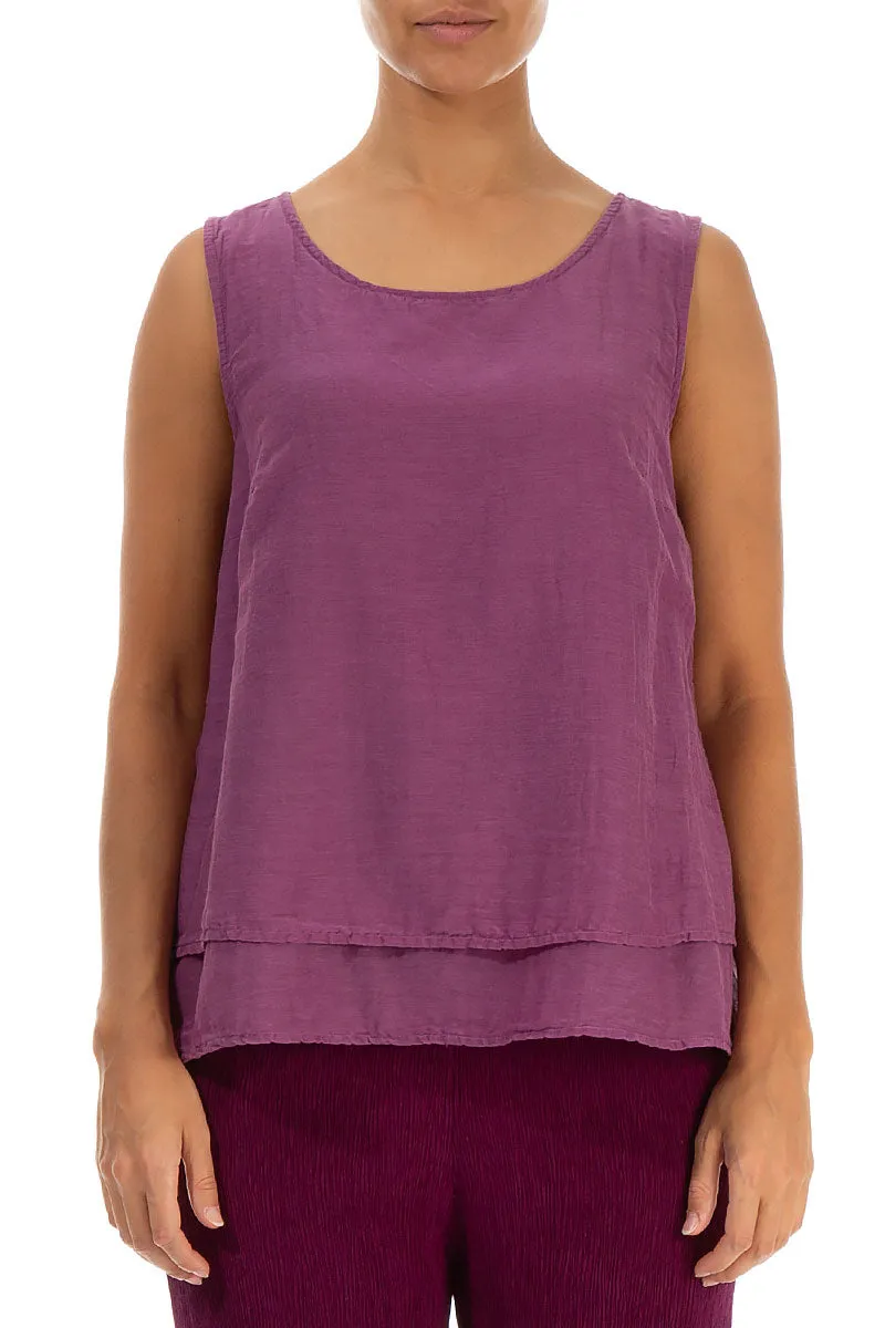 Layered Sleeveless Magenta Silk Cotton Top