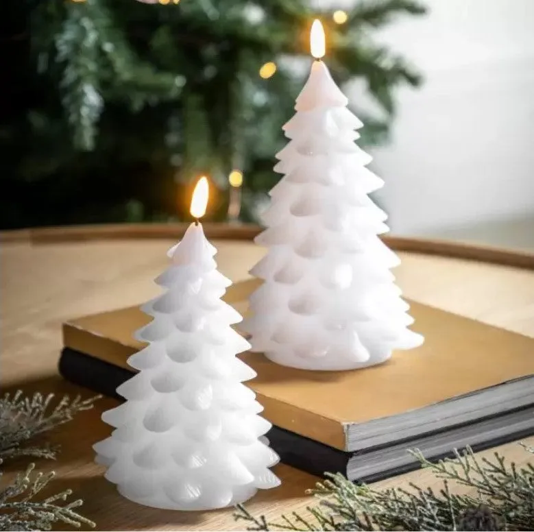 LED Xmas Tree Candle 2 Pack White