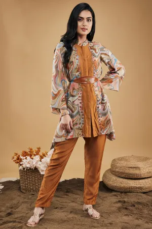 Marble Mosaic Embellished Kurta Set With Belt