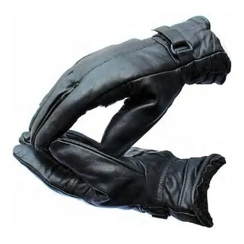 Men Black Solid Leather Warm Winter Riding Gloves, Protective Cycling Byke Bike Motorcycle Gloves