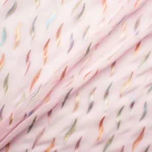 Multi-Coloured Metallic Pale Pink Silk Georgette (A 1.95m Piece)