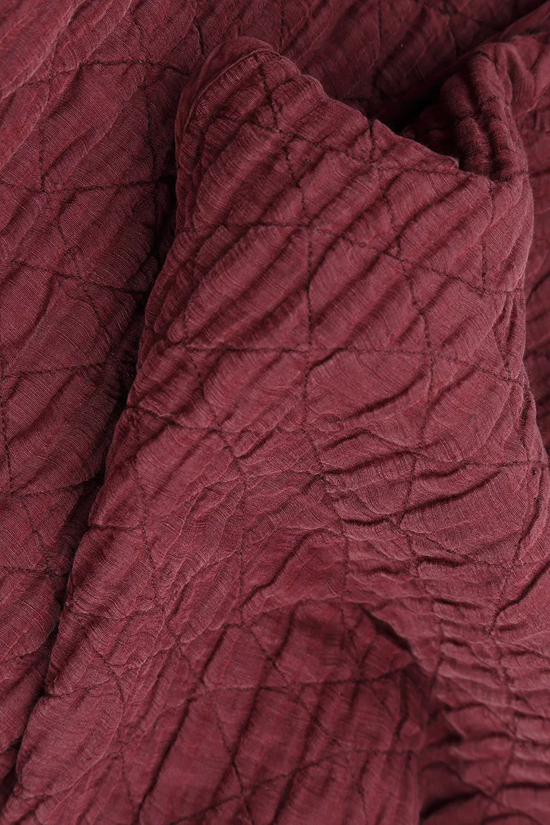 Open Type Merlot Quilted Silk Jacket