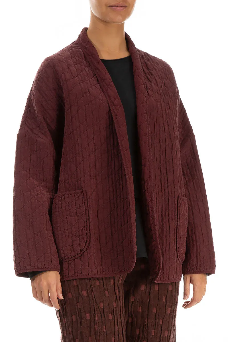 Open Type Merlot Quilted Silk Jacket