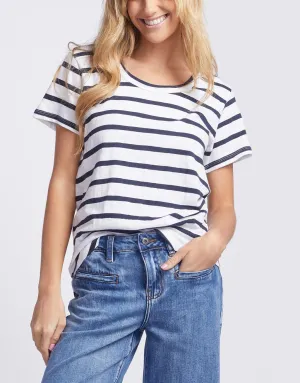 Original Round Neck T-Shirt - Navy/White Stripe