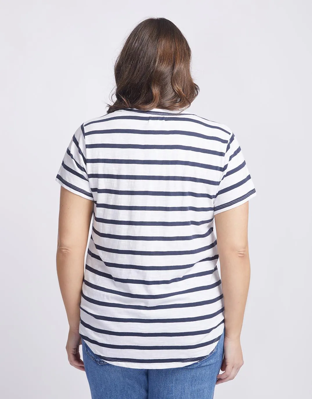 Original Round Neck T-Shirt - Navy/White Stripe