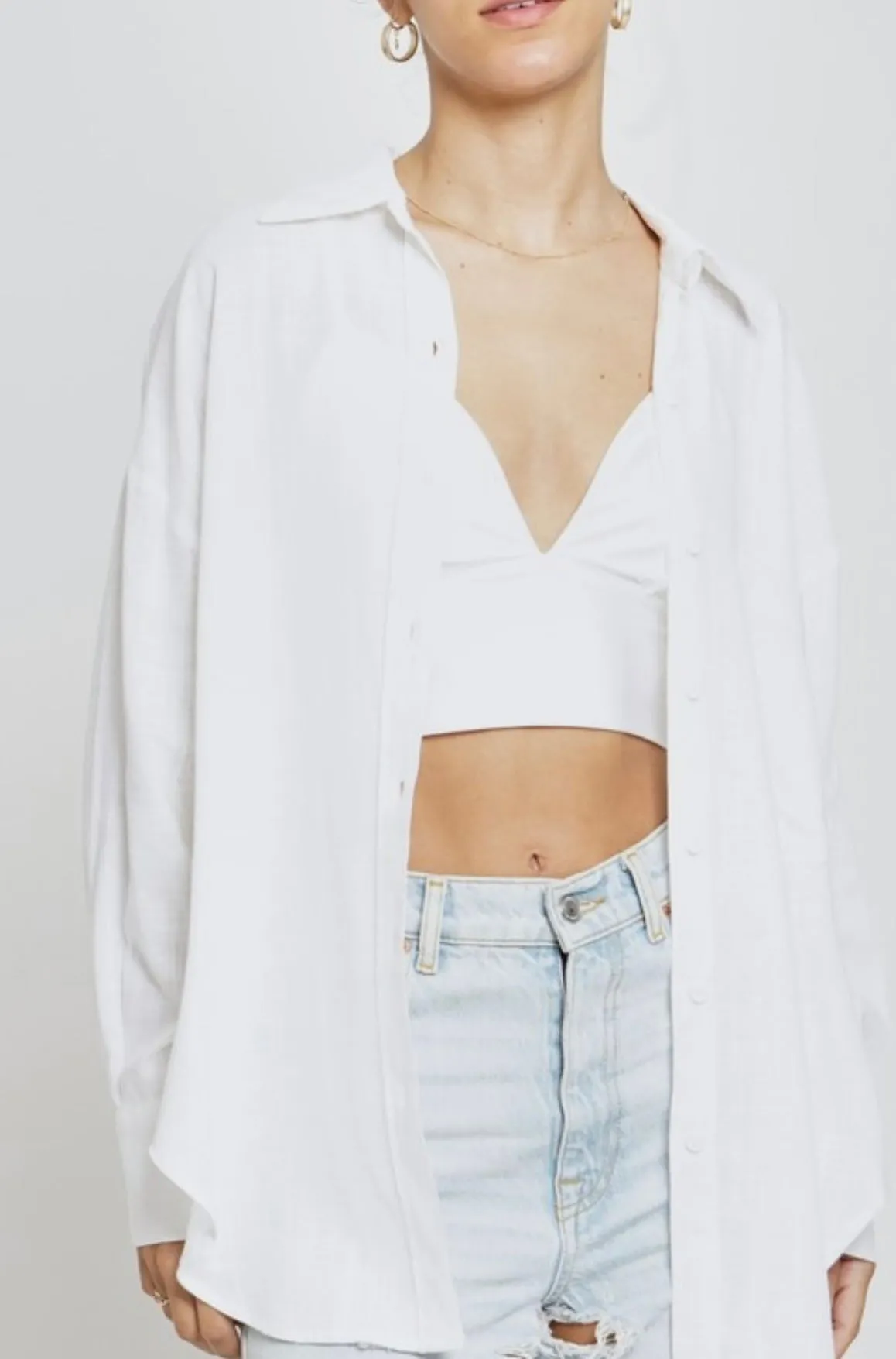 OVERSIZED ESSENTIAL LINEN BUTTON DOWN SHIRT