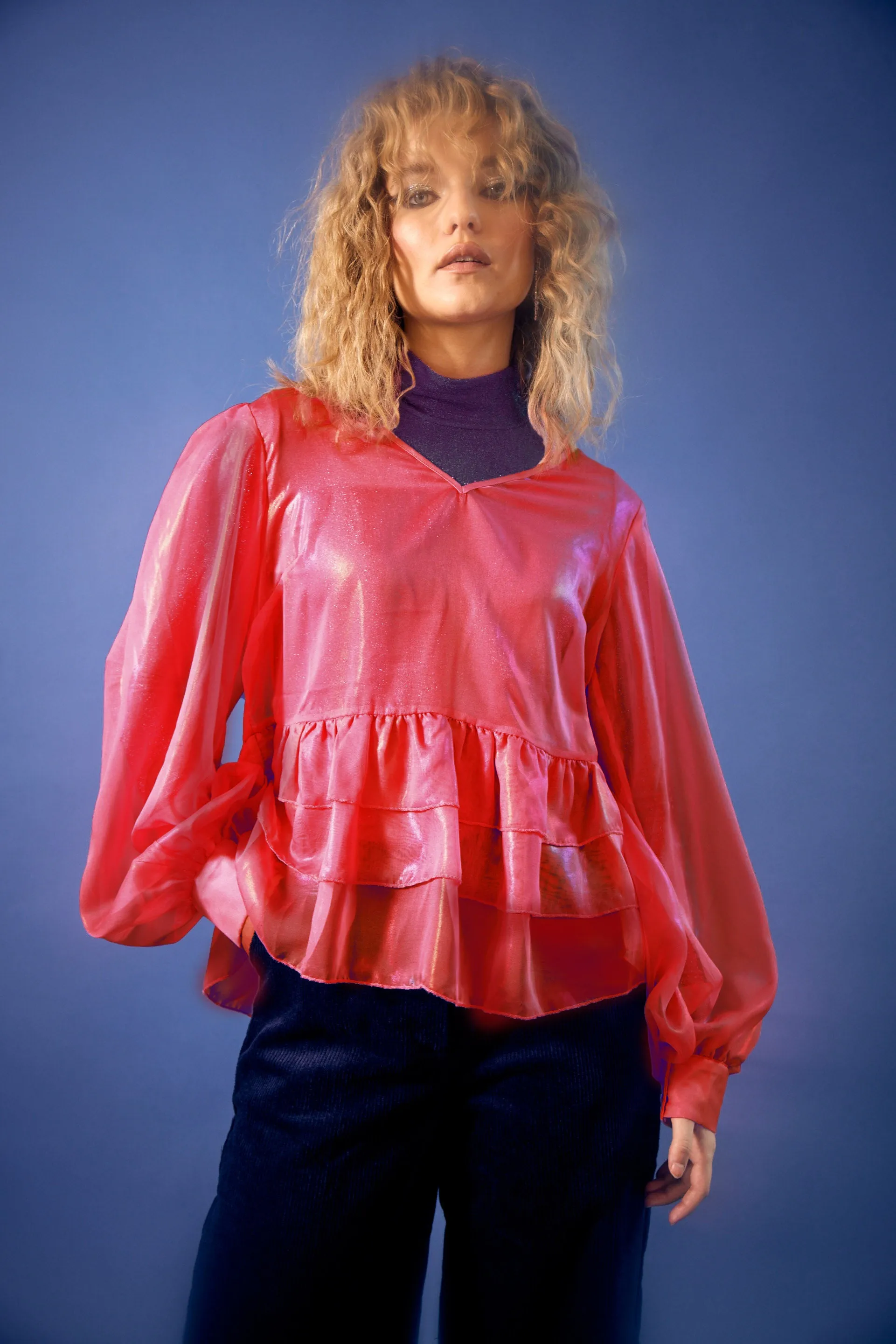 Pearl Sheer Blouse - Red