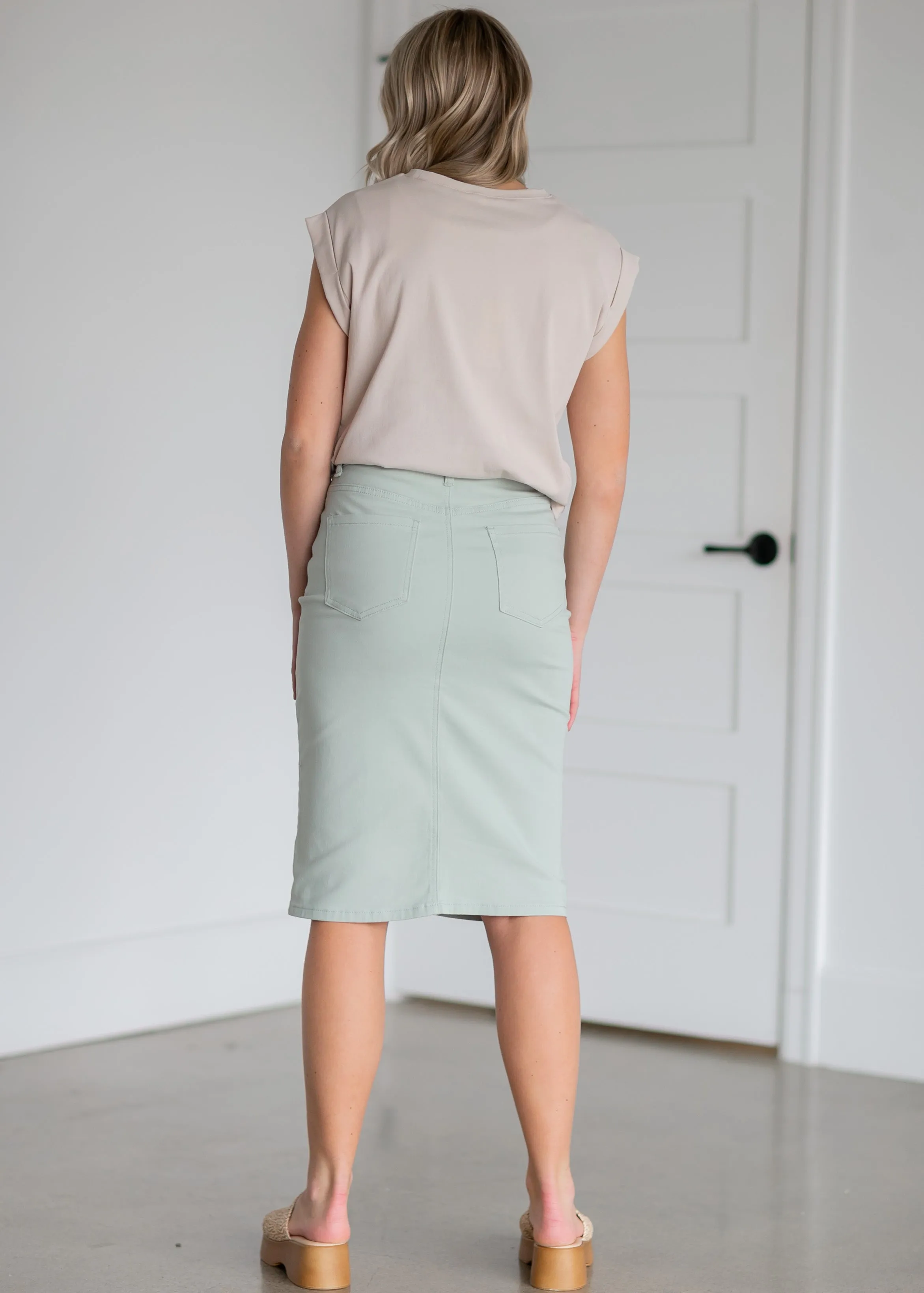 Remi Sage Denim Midi Skirt - FINAL SALE