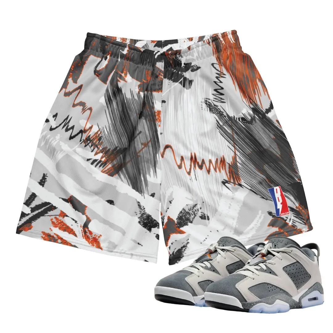 RETRO 6 LOW PSG "CEMENT GREY" Camo MESH SHORTS