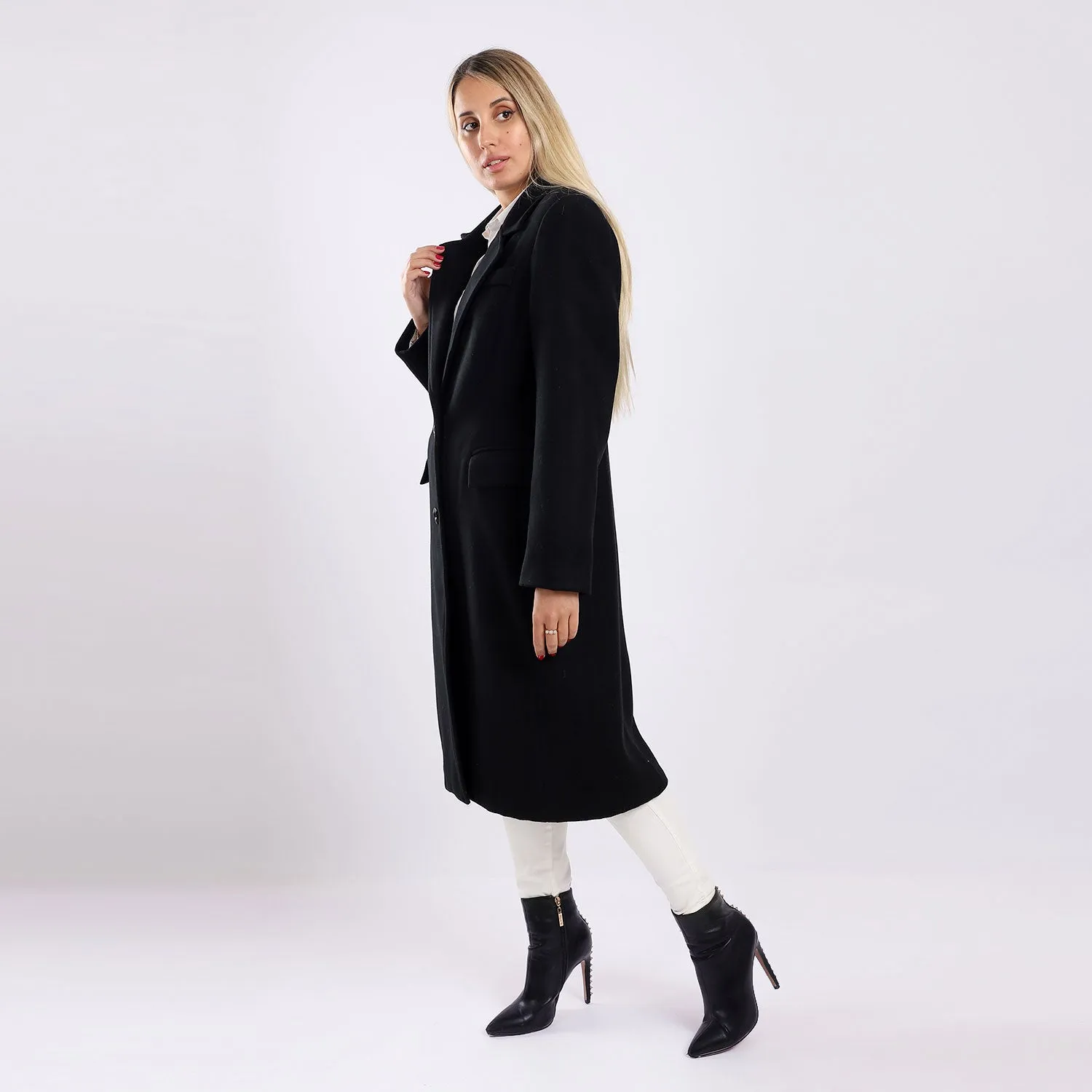 Solid Elegant Coat With Front Buttons - Kady