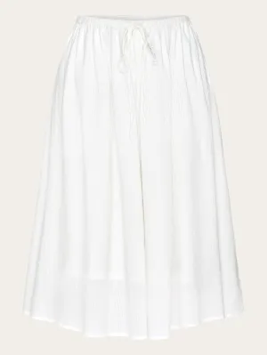 Stripe structure A-shape mid-length skirt - Egret