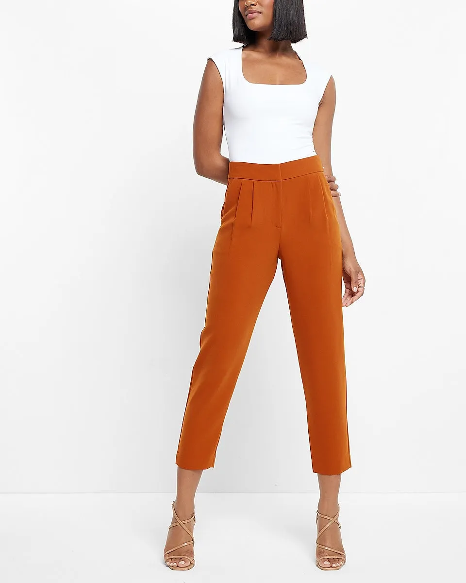 Super High Waisted Pleated Ankle Pant in Caramel Cafe