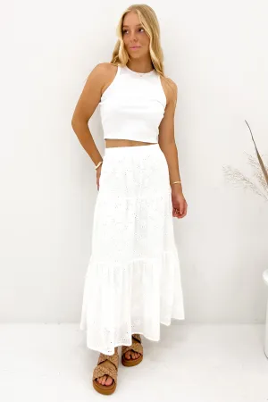 Sutton Broderie Maxi Skirt Vintage White