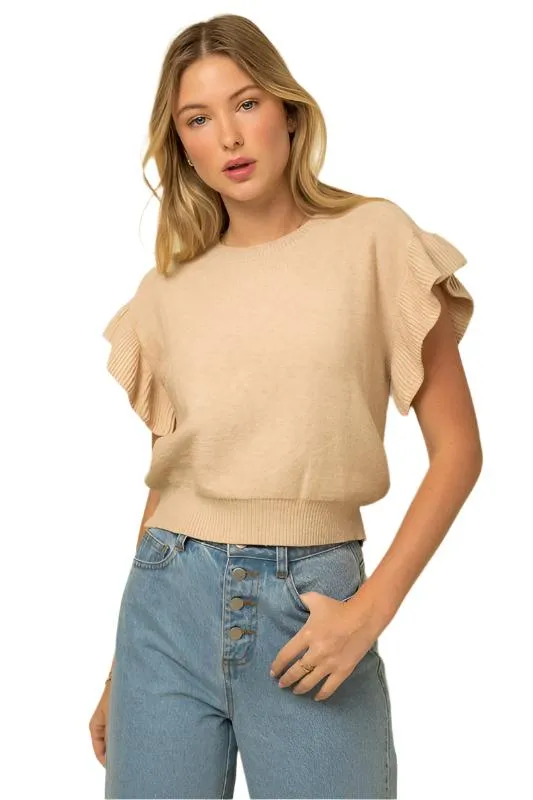 TEEK - Ruffle Sleeve Knit Top