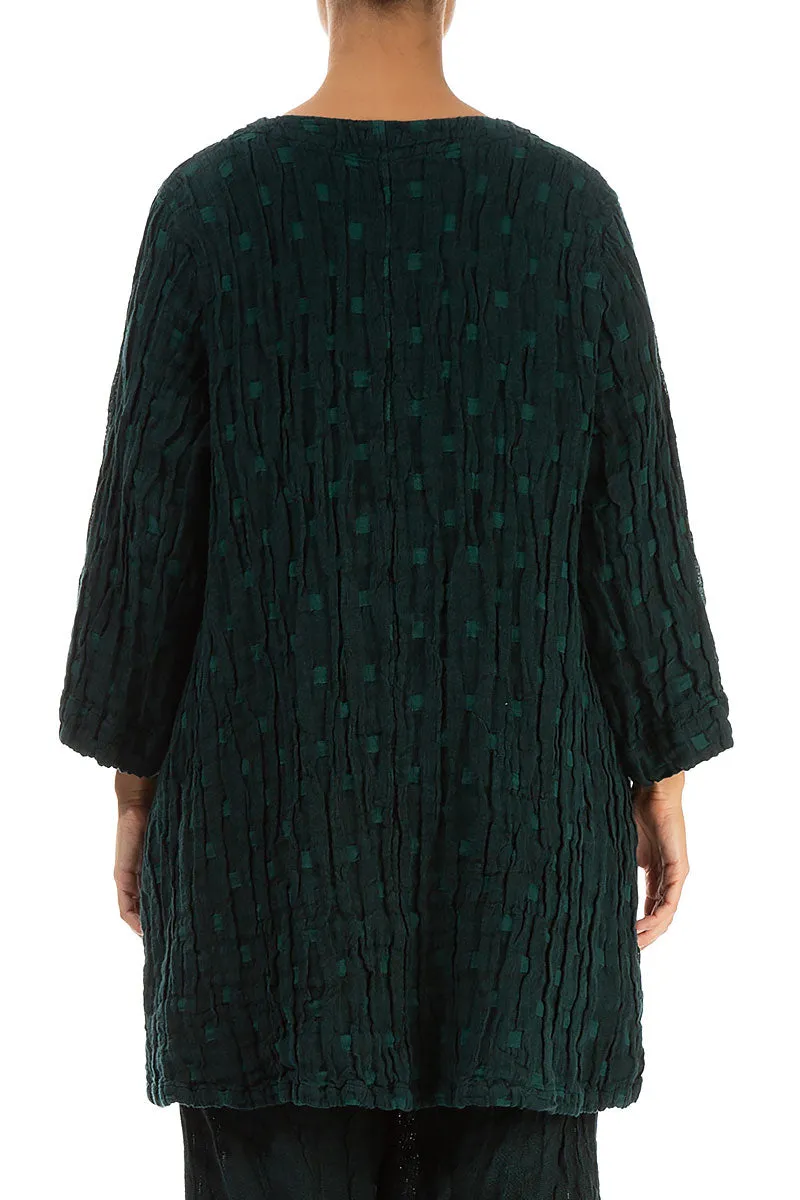 Twin Pockets Emerald Textured Linen Tunic