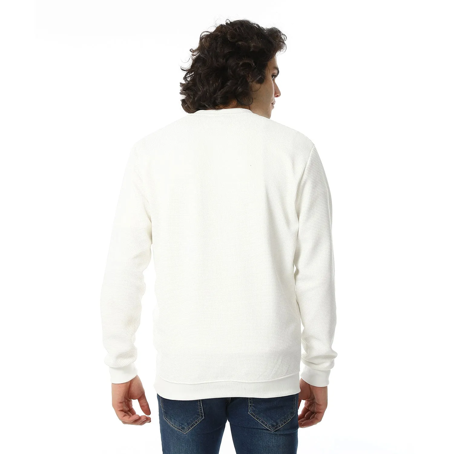 V-Neck Fog Knitted Pullover - Red Circle