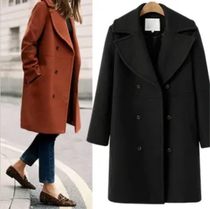 Wenkouban Elegant Double Breasted Long Ladies Coat Oversized Outwear 2023 Winter Women Wool Coats Casual Effects Jackets Woolen Overcoat