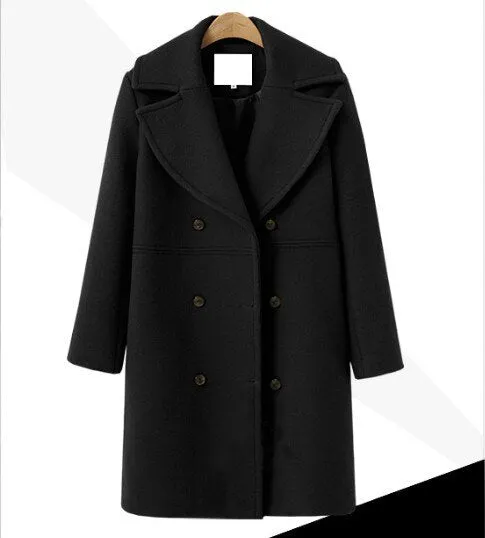 Wenkouban Elegant Double Breasted Long Ladies Coat Oversized Outwear 2023 Winter Women Wool Coats Casual Effects Jackets Woolen Overcoat