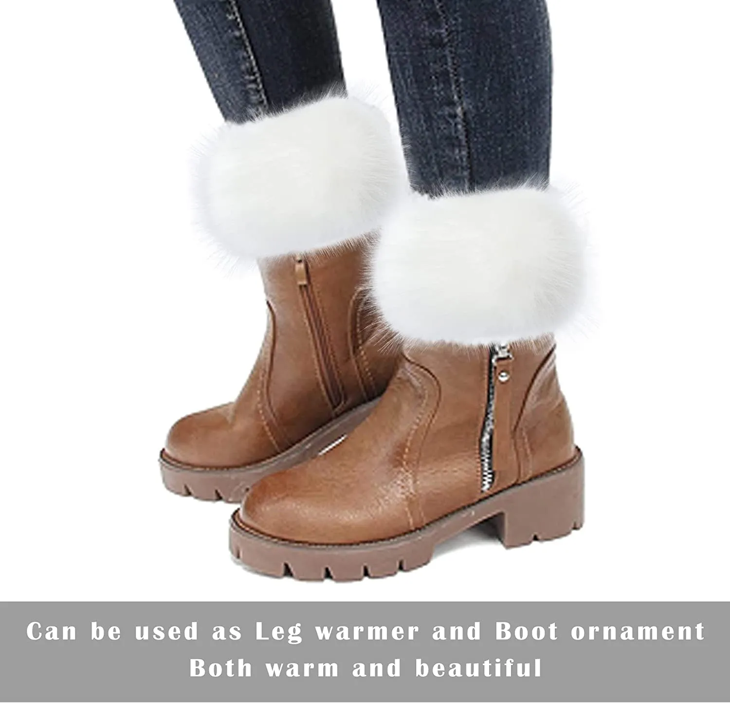 Women's Faux Fur Wrist Cuffs Winter Fluffy Arm Warmer Boot Cuffs Fur Leg Warmers