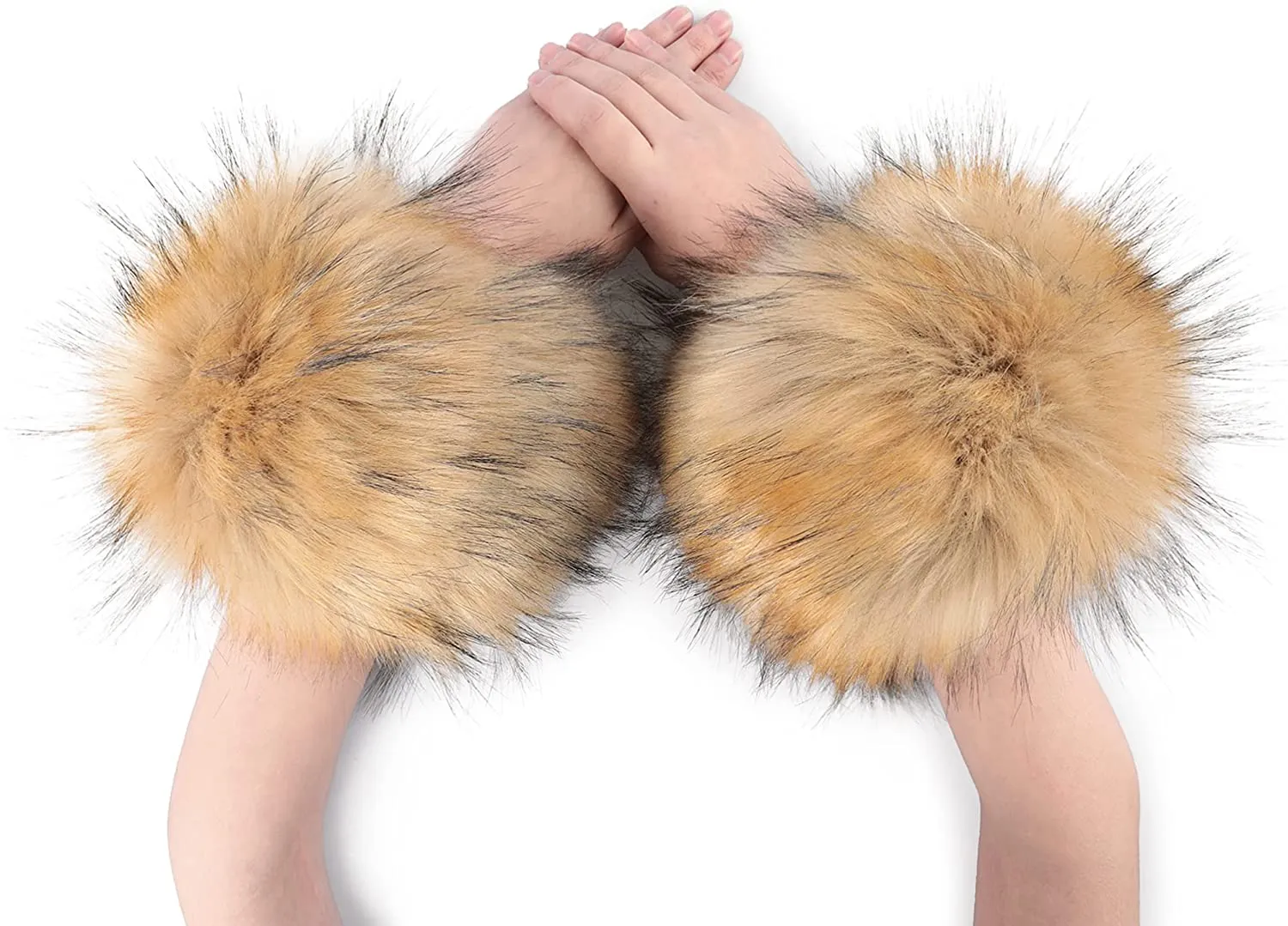 Women's Faux Fur Wrist Cuffs Winter Fluffy Arm Warmer Boot Cuffs Fur Leg Warmers