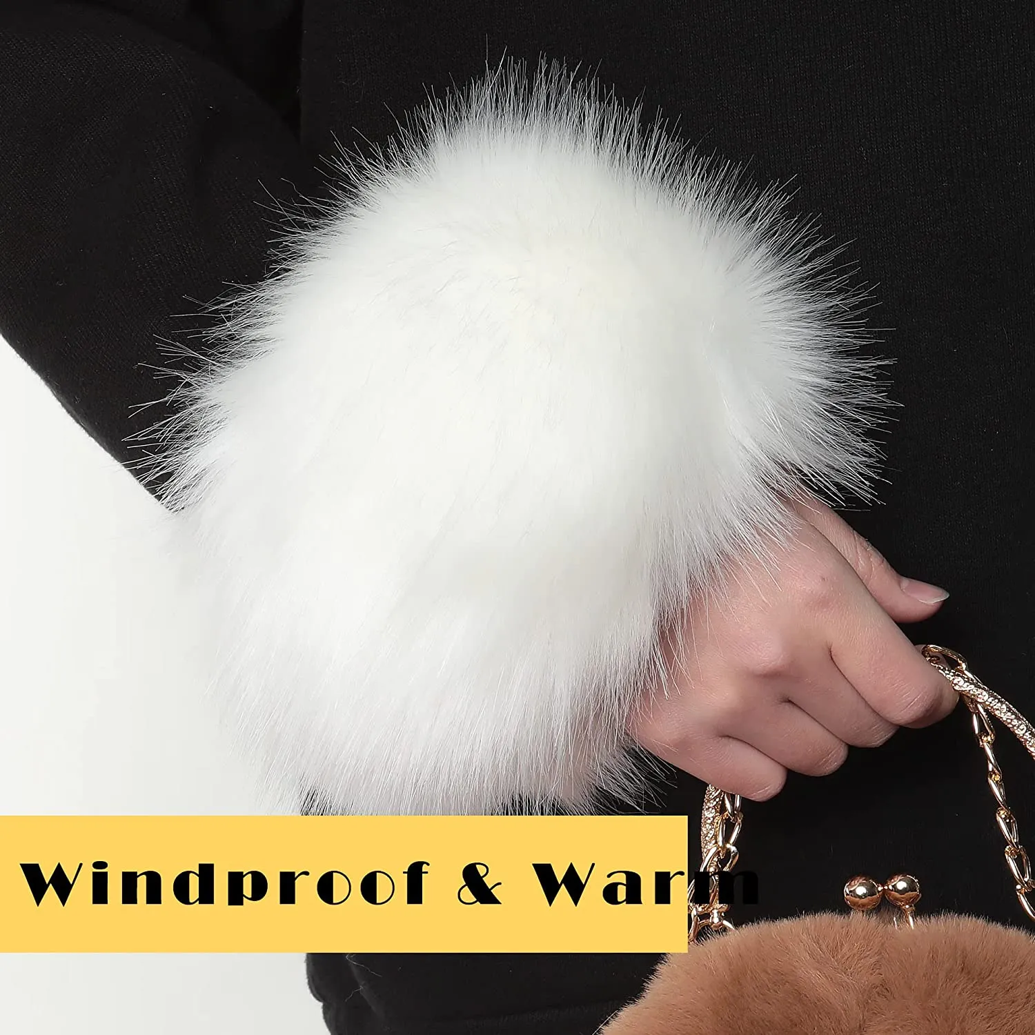 Women's Faux Fur Wrist Cuffs Winter Fluffy Arm Warmer Boot Cuffs Fur Leg Warmers